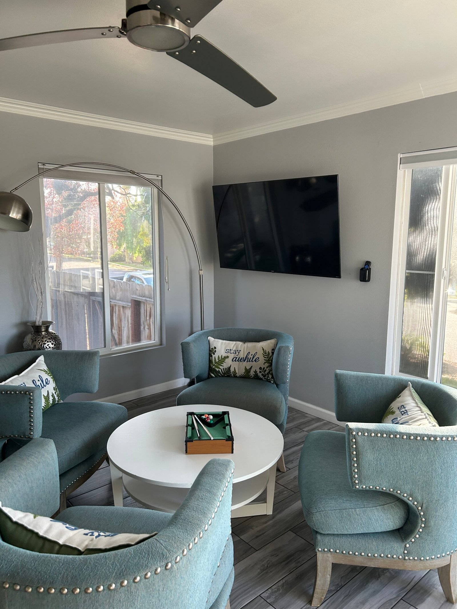 Living room seating area tidied and dust-free after a Suddenly Clean recurring cleaning visit