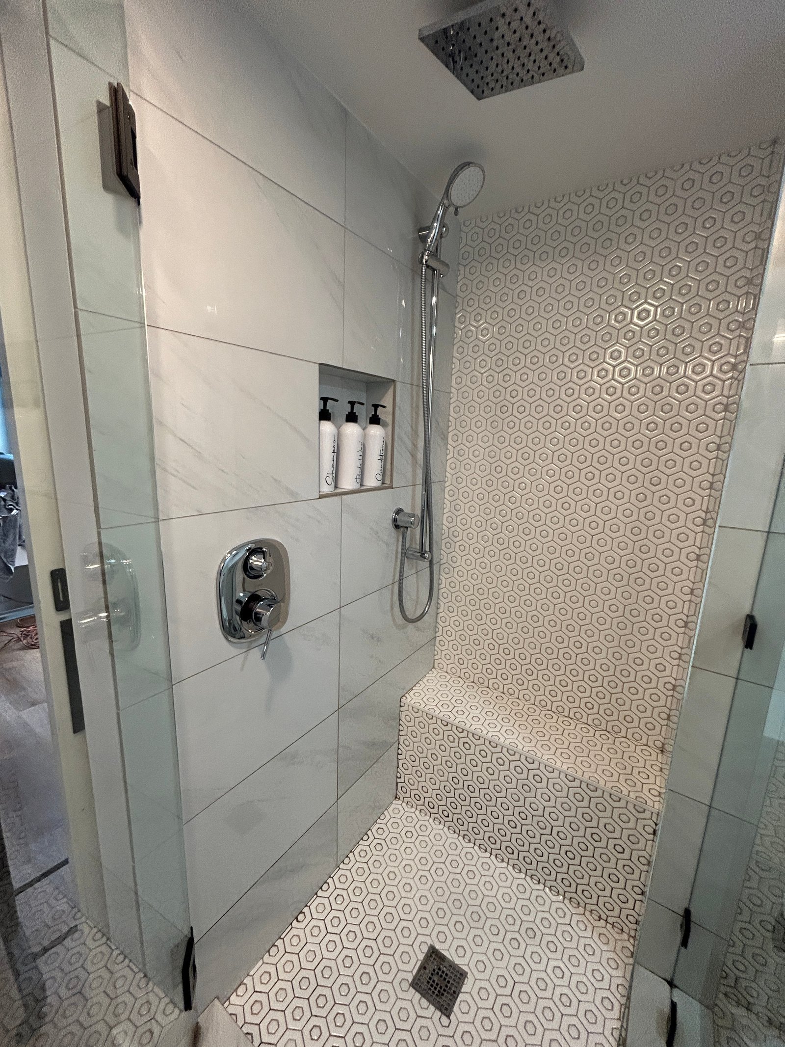 Guest bathroom staged with amenities after a vacation rental turnover