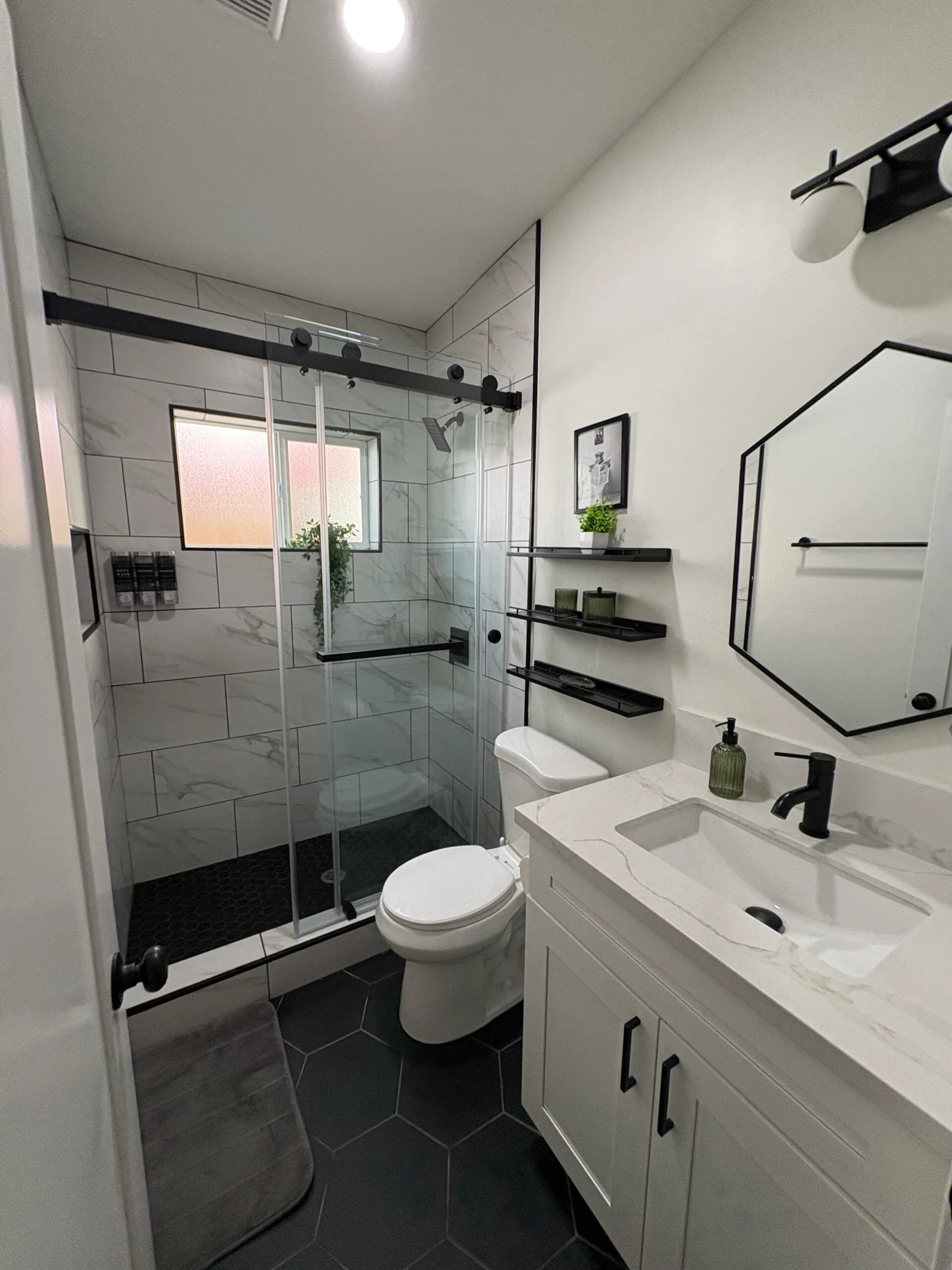 Spotless guest bathroom after a Suddenly Clean turnover