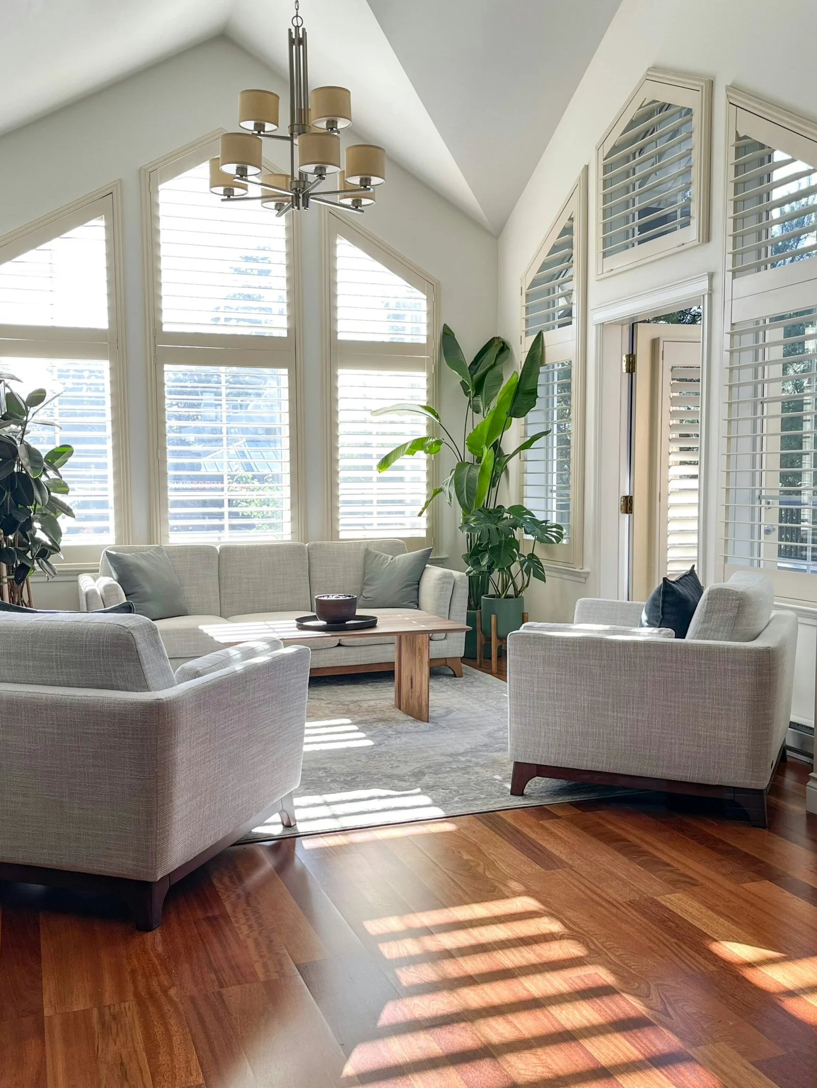Bright, freshly cleaned living room representing our El Cajon home base